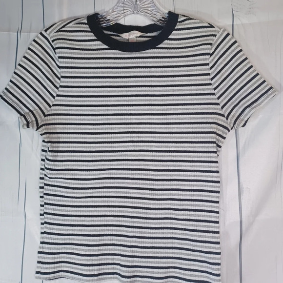 No Boundaries 90’s grunge striped ribbed juniors cropped fitted top - Picture 1 of 10